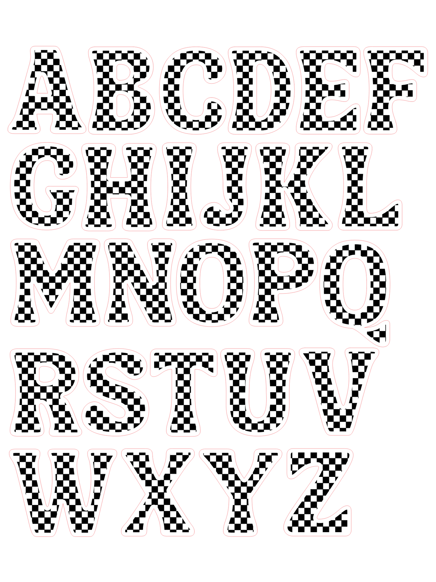 Checkered Acrylic Alphabet Keychains