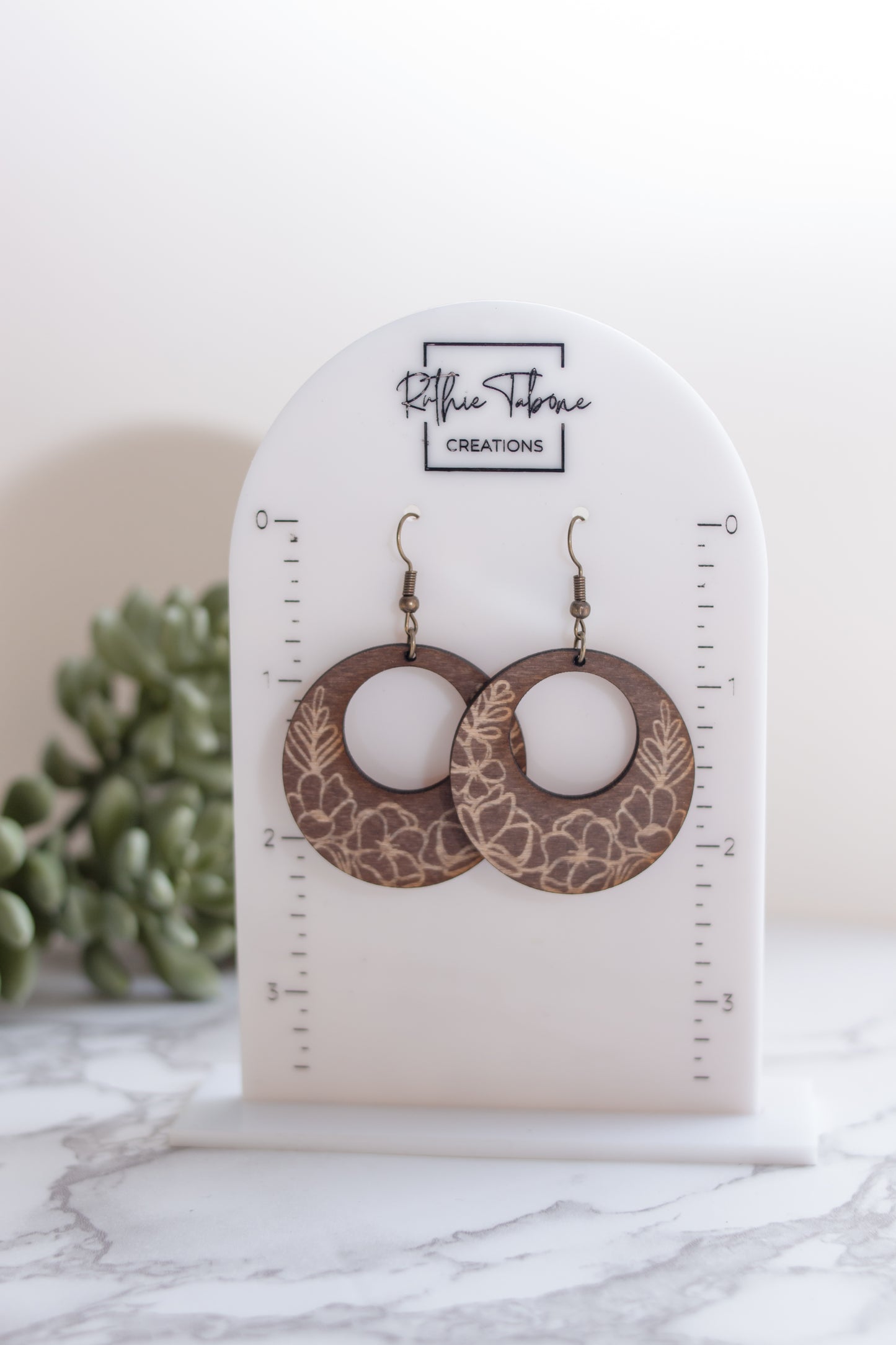 Wood Floral Cut Out Earrings