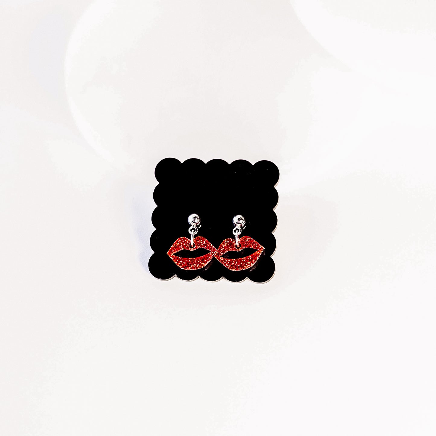 Red Glitter Lips Earrings