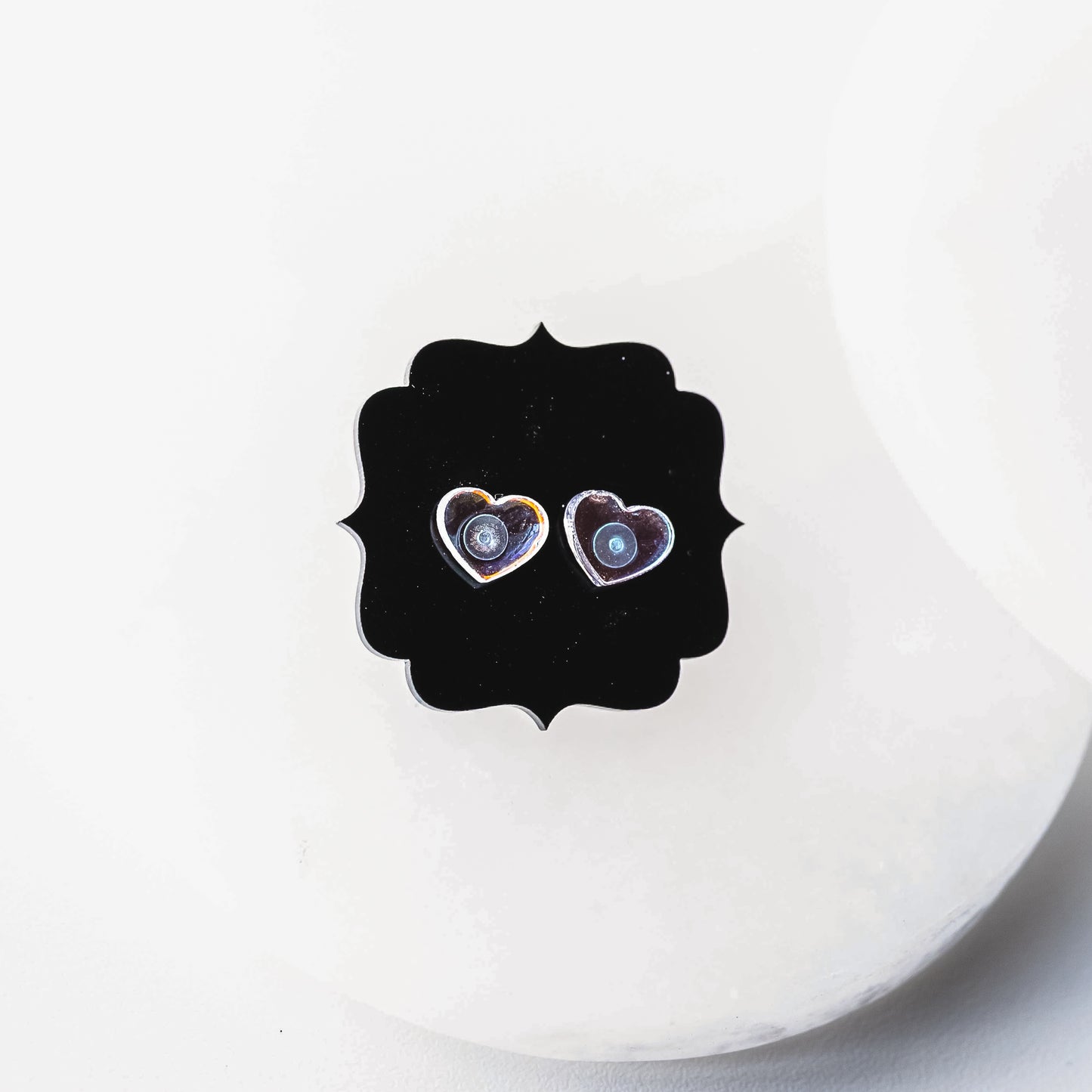 Holographic Heart Stud Earrings