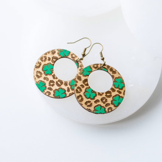 Leopard Shamrock Earrings