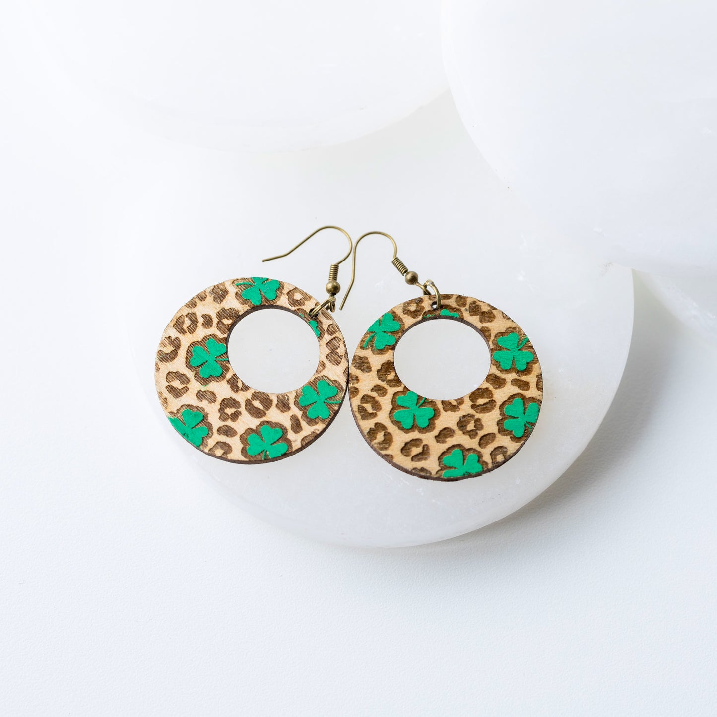 Leopard Shamrock Earrings