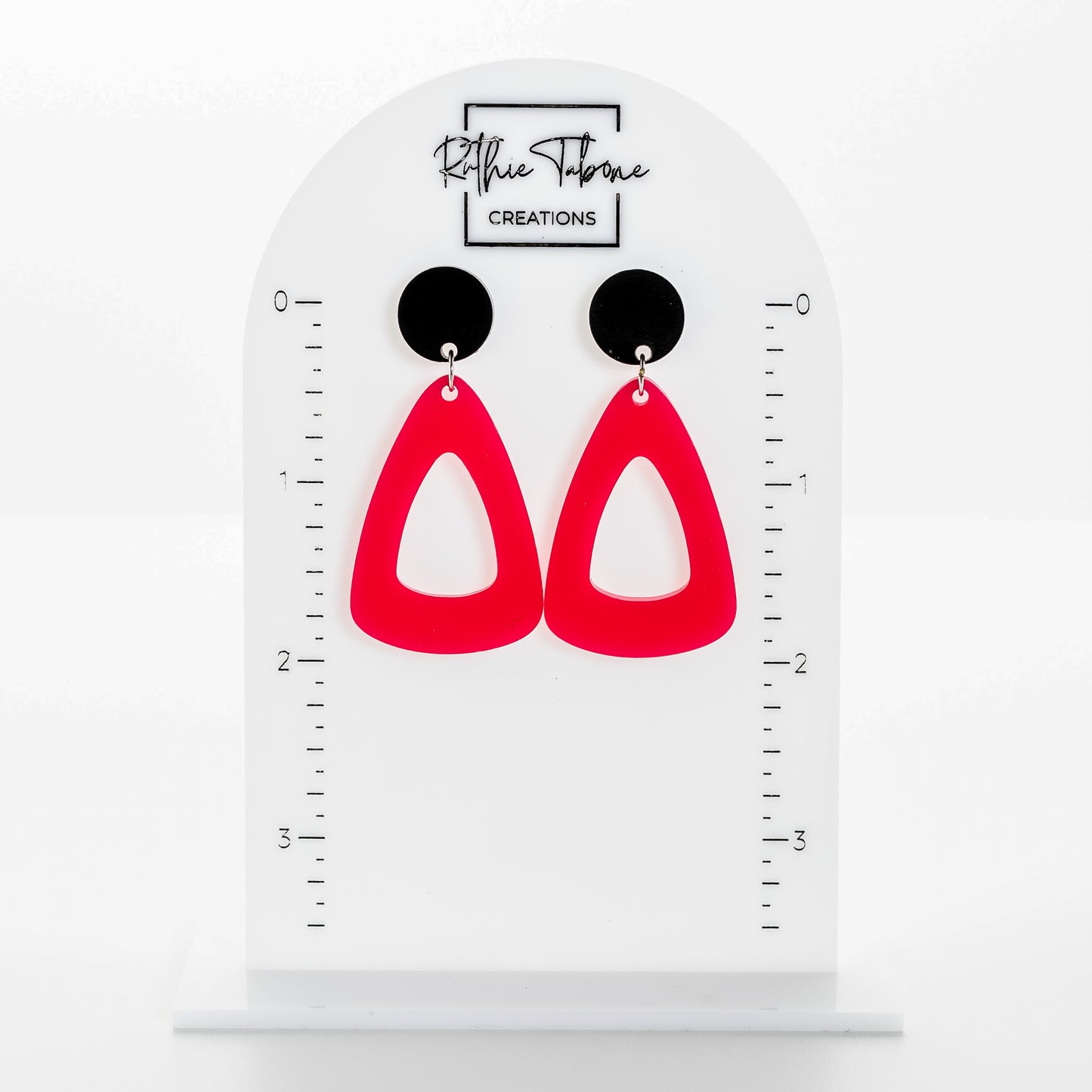 Neon Pink Triangle Acrylic Statement Earrings