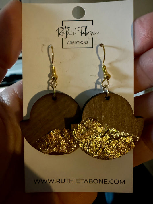 Gold Leaf Wood Dangles