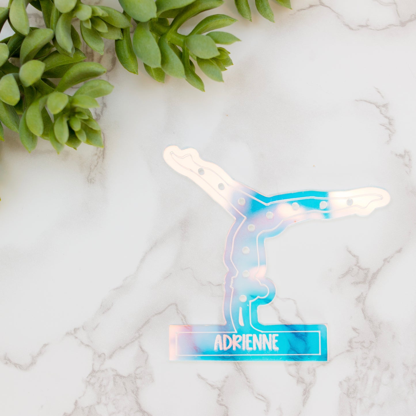 Personalized Holographic Gymnast Earring Holder – Travel Size