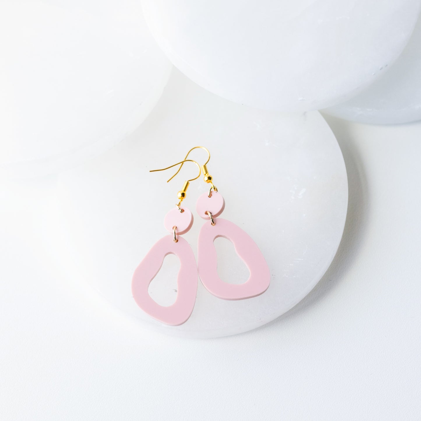 Matte Pink Abstract Acrylic Earrings