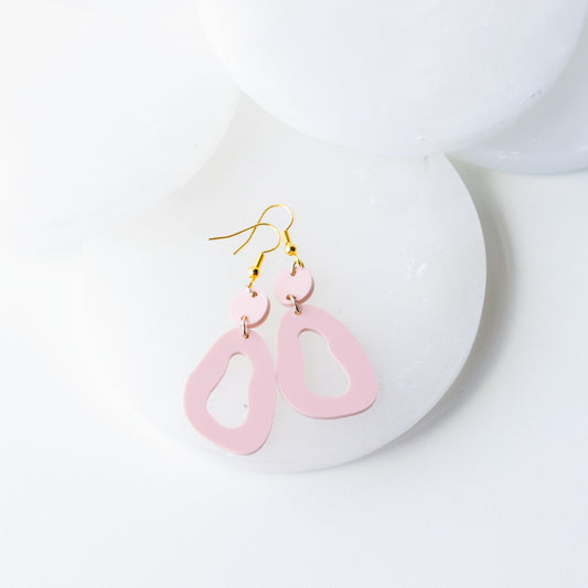 Matte Pink Abstract Acrylic Earrings