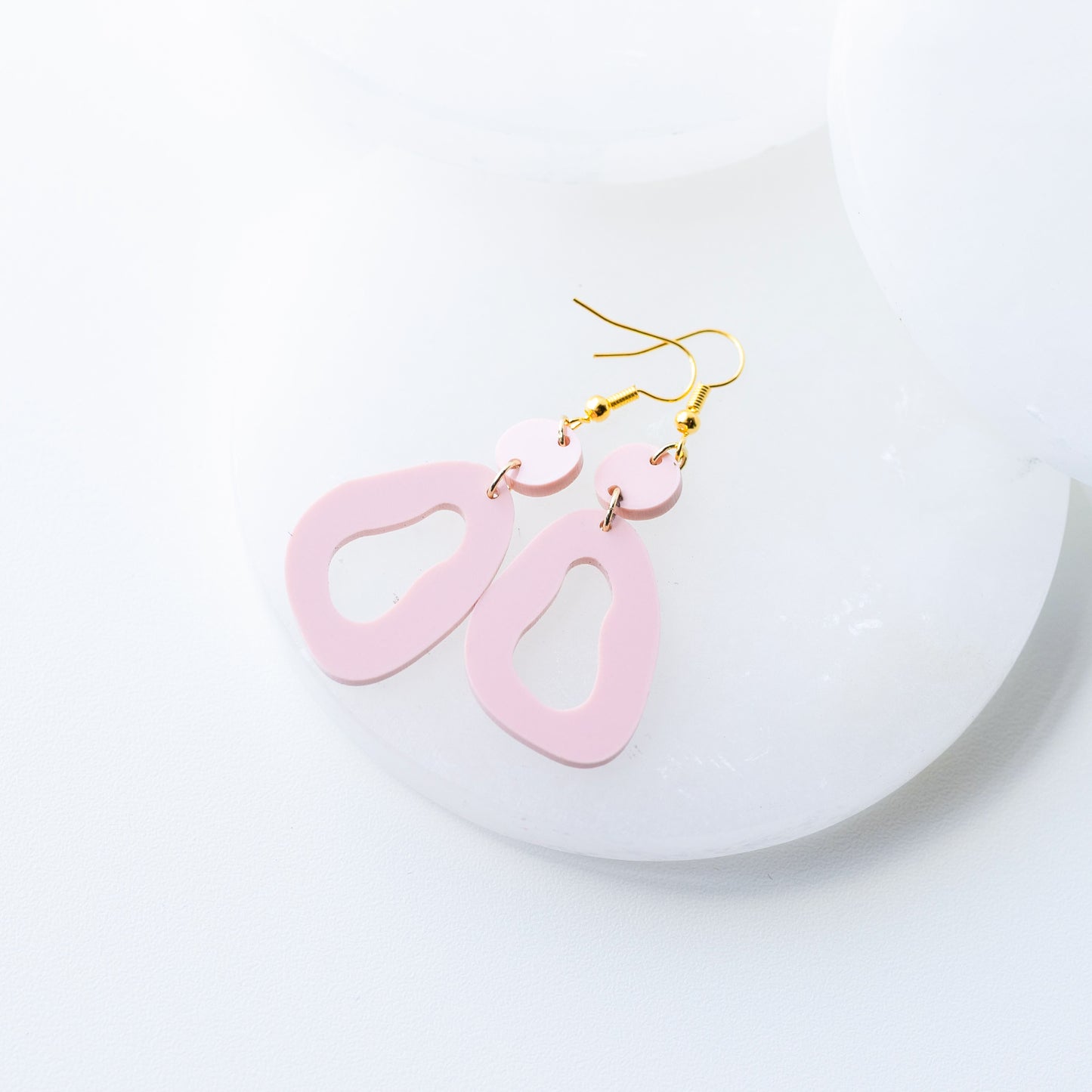 Matte Pink Abstract Acrylic Earrings