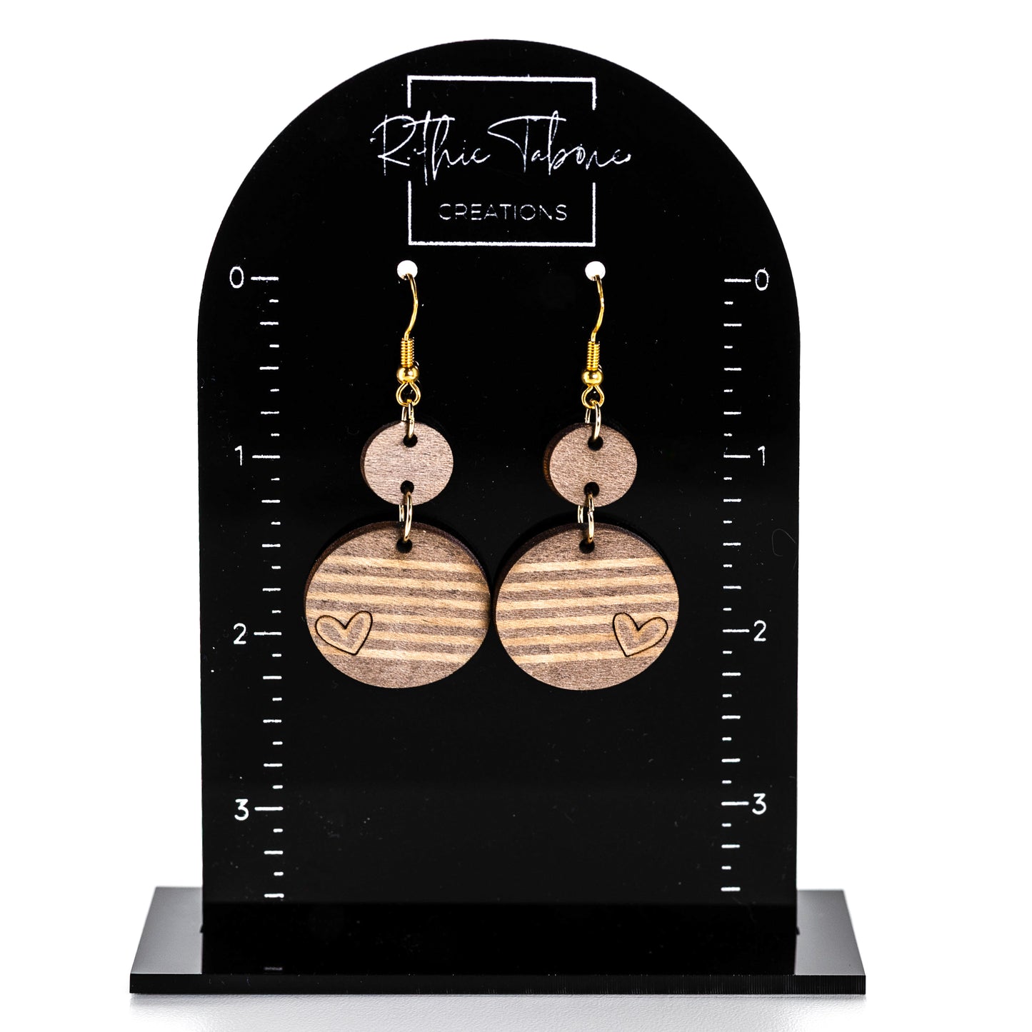 Striped Heart Wood 2 Tiers