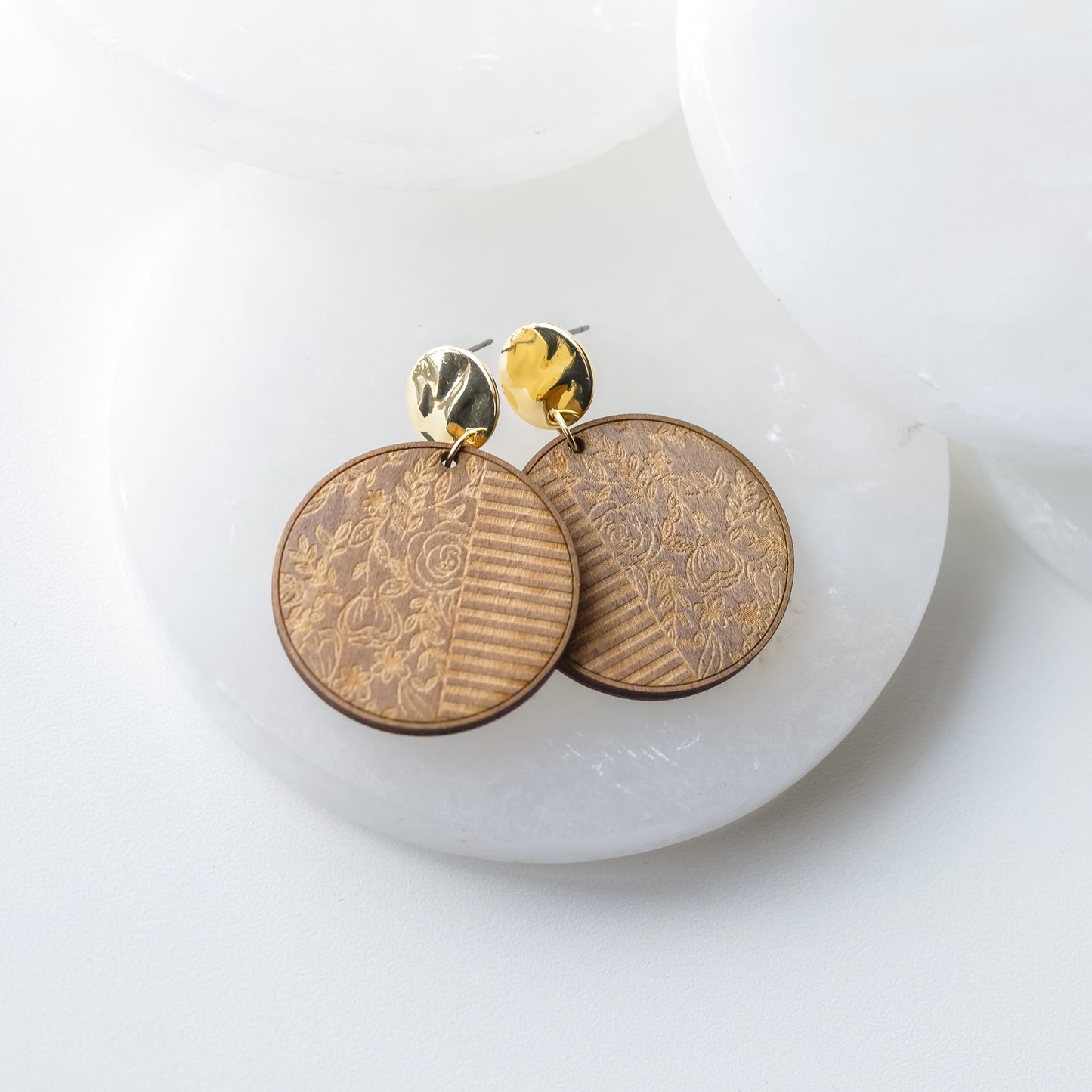 Striped Floral Circle Dangles