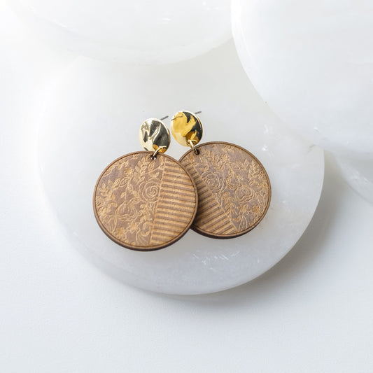 Striped Floral Circle Dangles