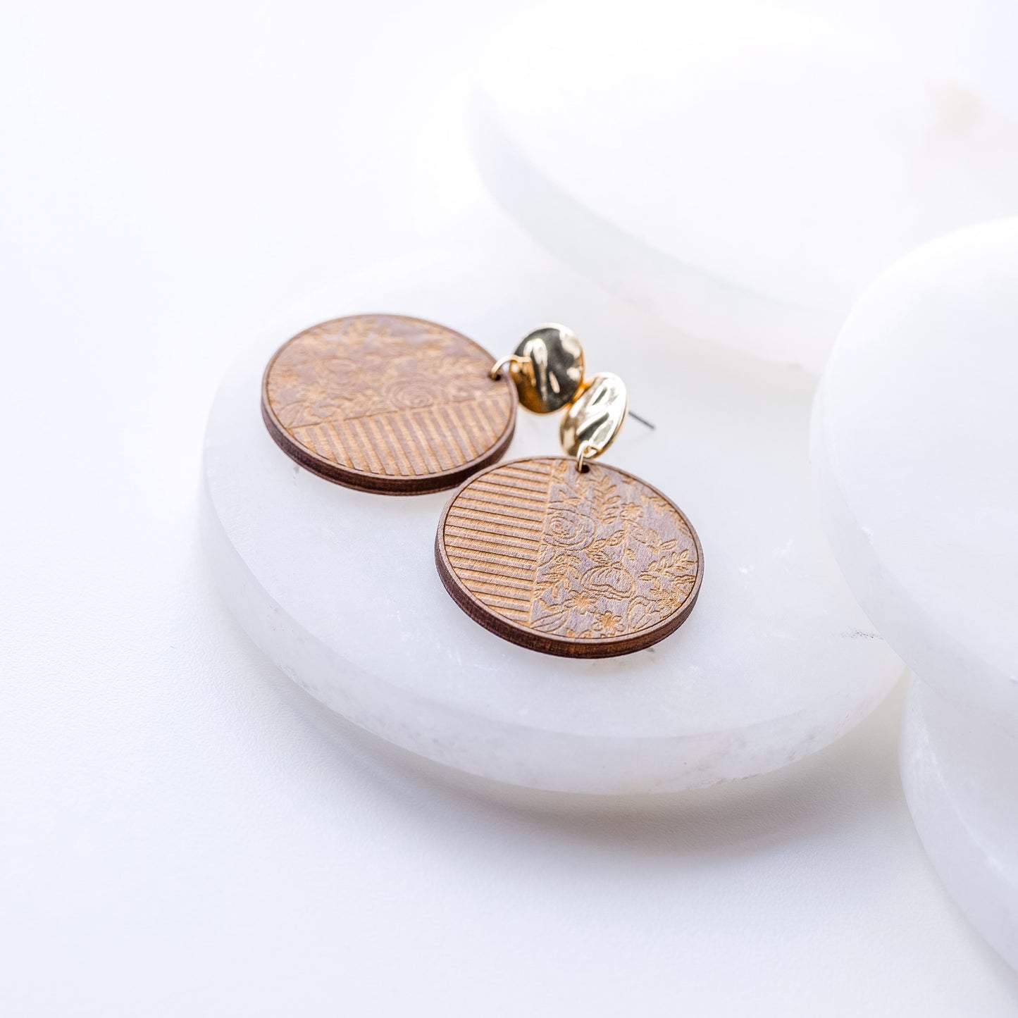 Striped Floral Circle Dangles