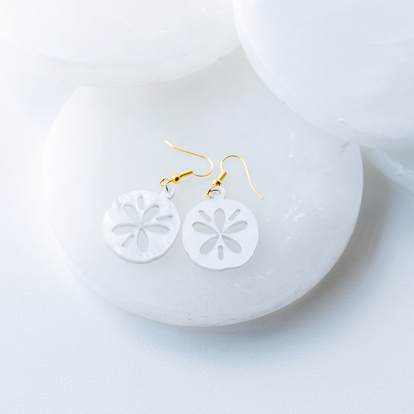 Pearl Acrylic Sand Dollar Earrings