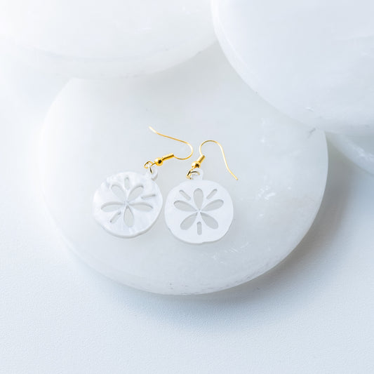 Pearl Acrylic Sand Dollar Earrings
