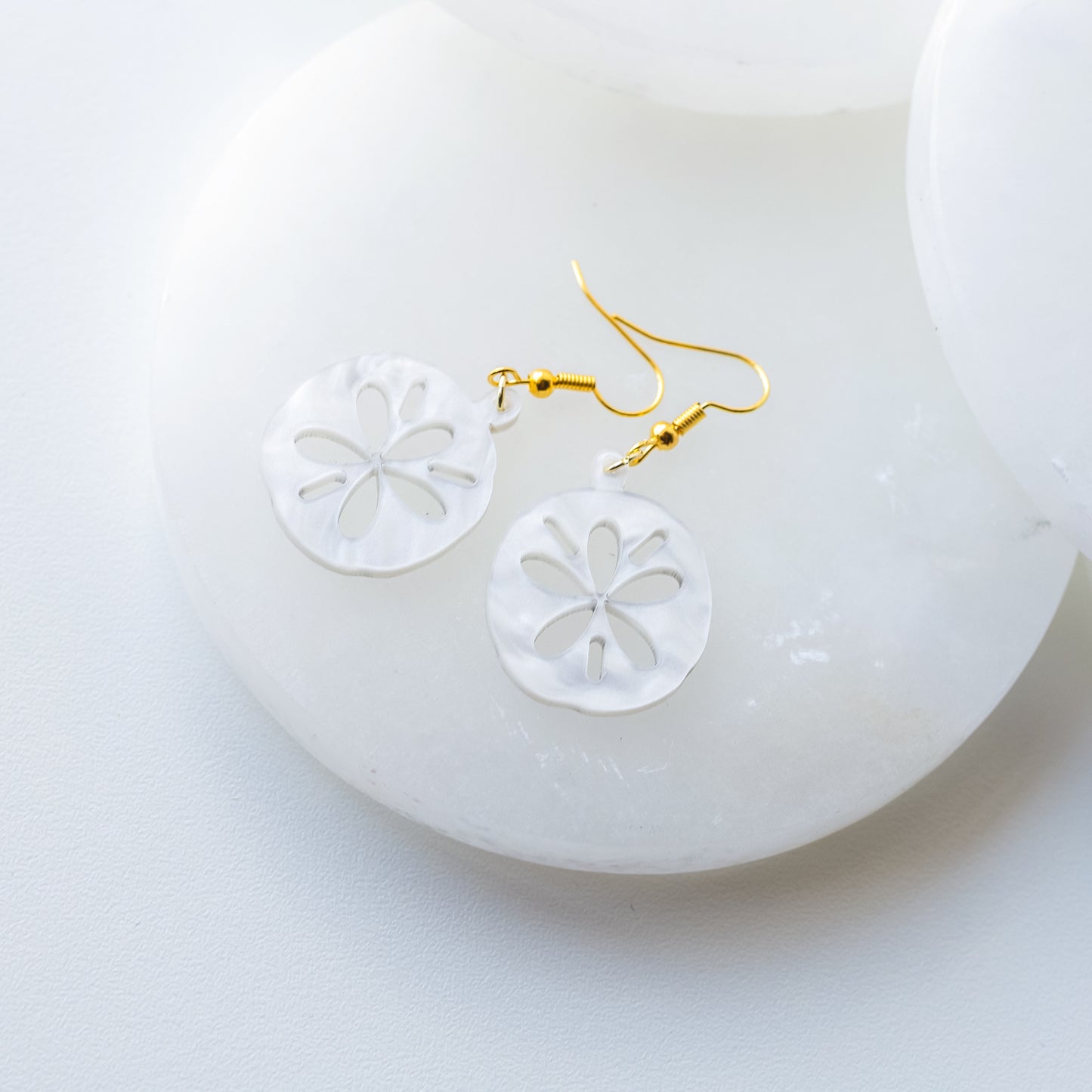 Pearl Acrylic Sand Dollar Earrings