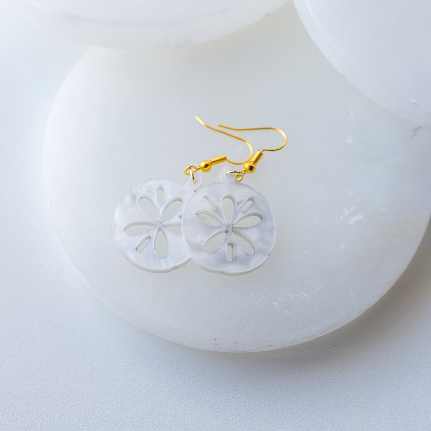 Pearl Acrylic Sand Dollar Earrings