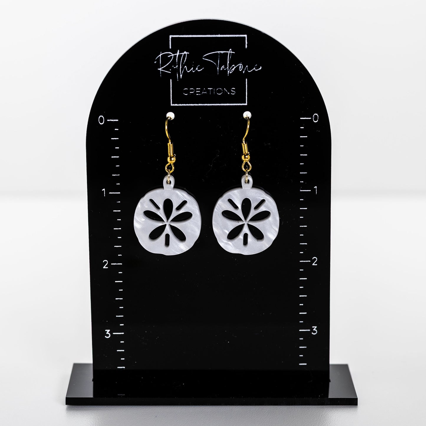 Pearl Acrylic Sand Dollar Earrings