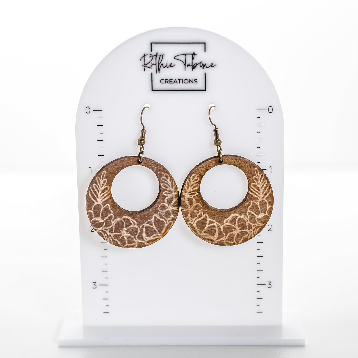 Wood Floral Cut Out Earrings