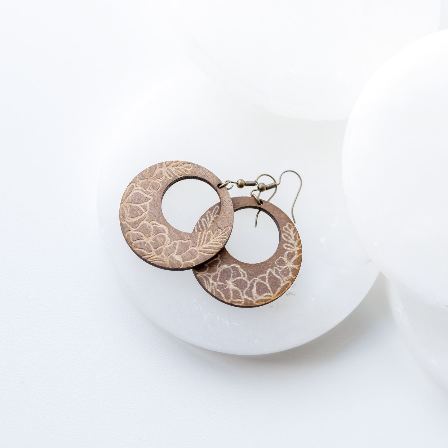 Wood Floral Cut Out Earrings