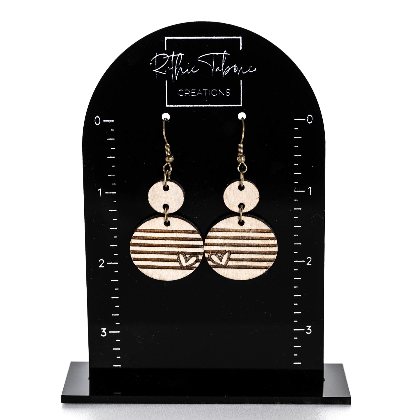 Striped Heart Wood 2 Tiers