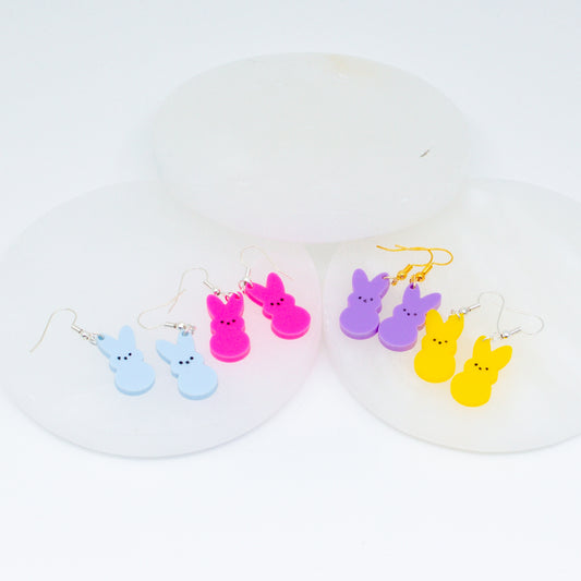 Acrylic Peep Bunny Earrings