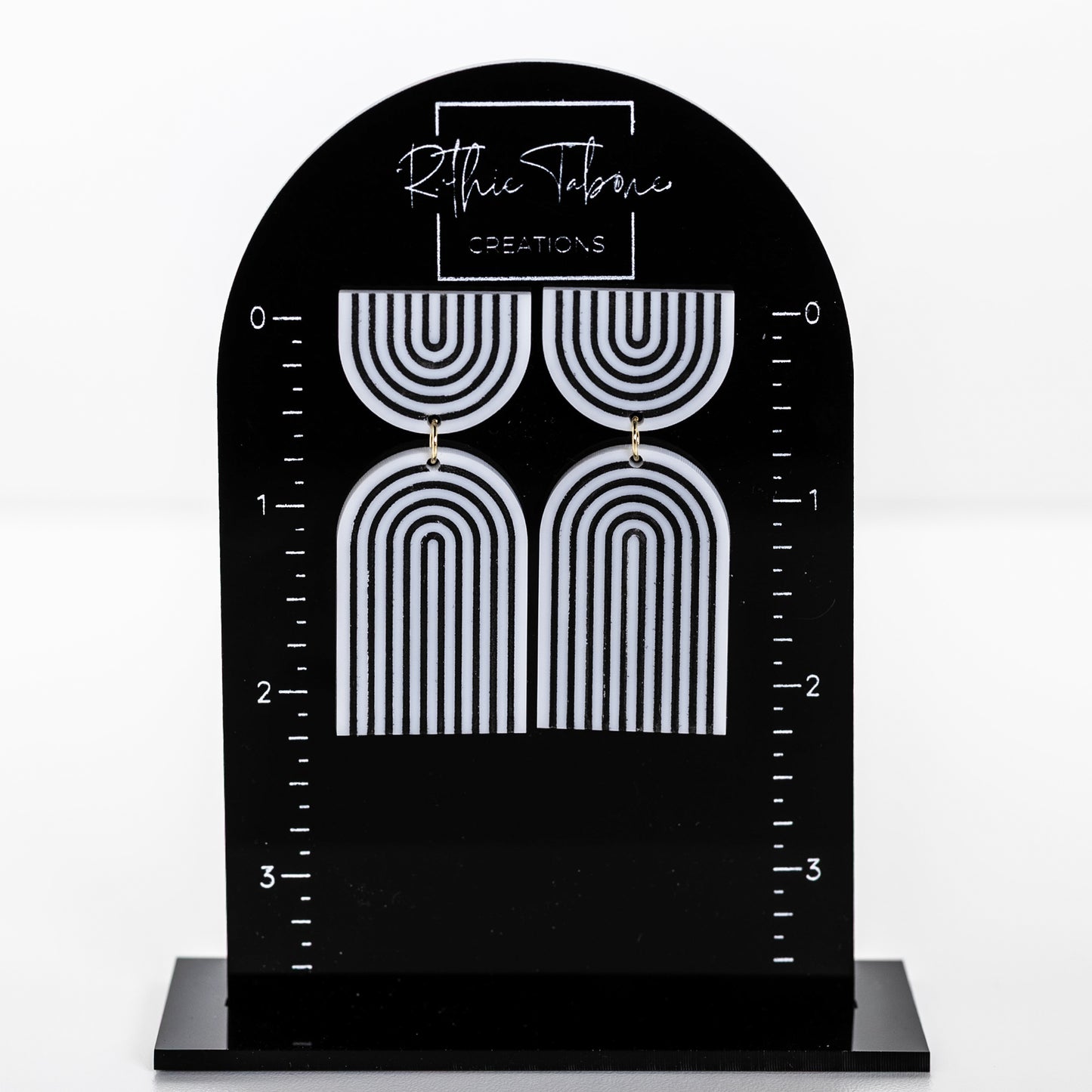 Black & White Arch Stripe Acrylic Earrings