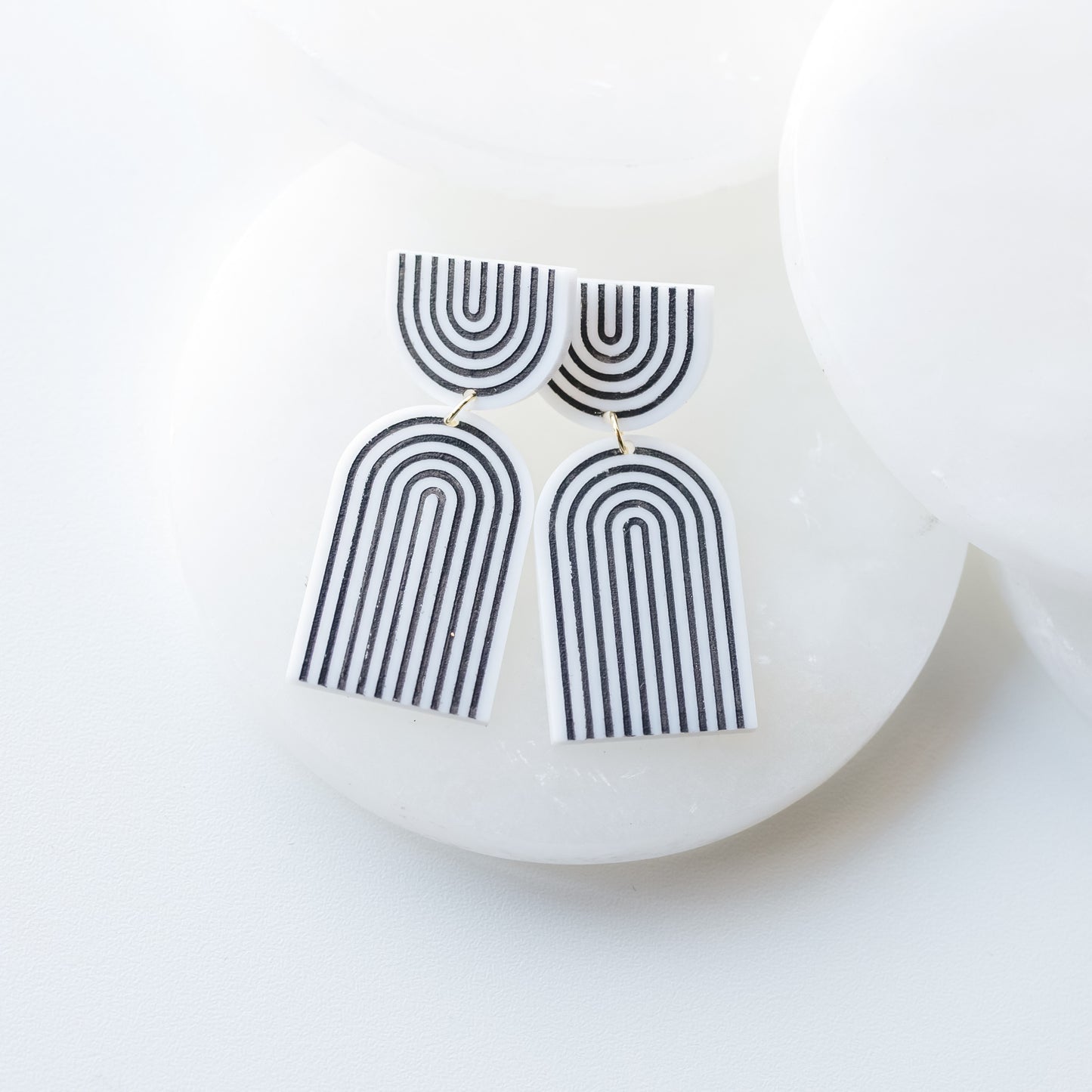 Black & White Arch Stripe Acrylic Earrings