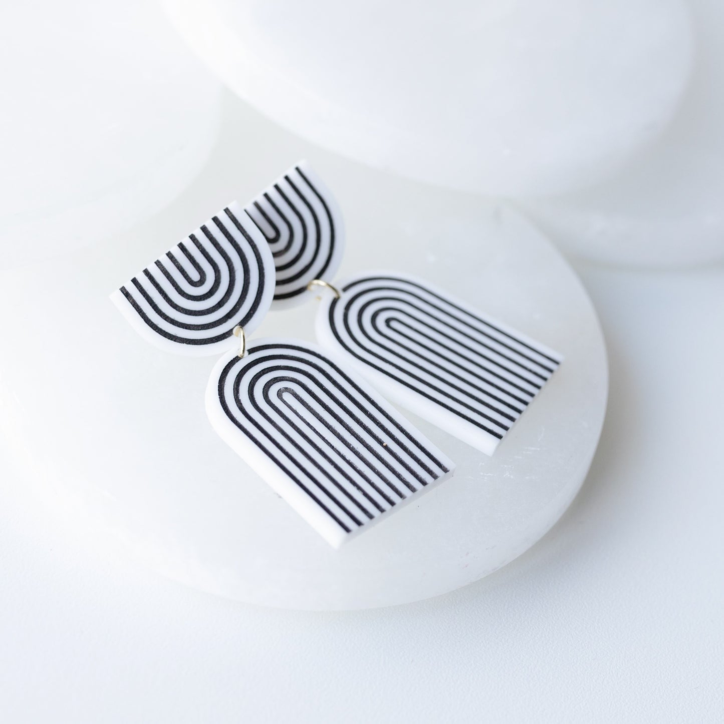 Black & White Arch Stripe Acrylic Earrings