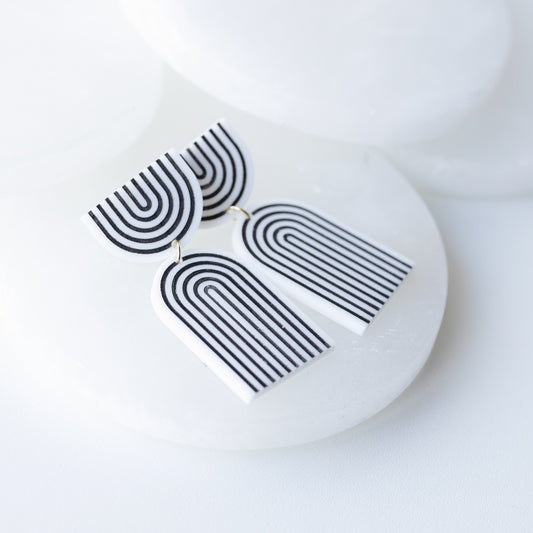 Black & White Arch Stripe Acrylic Earrings