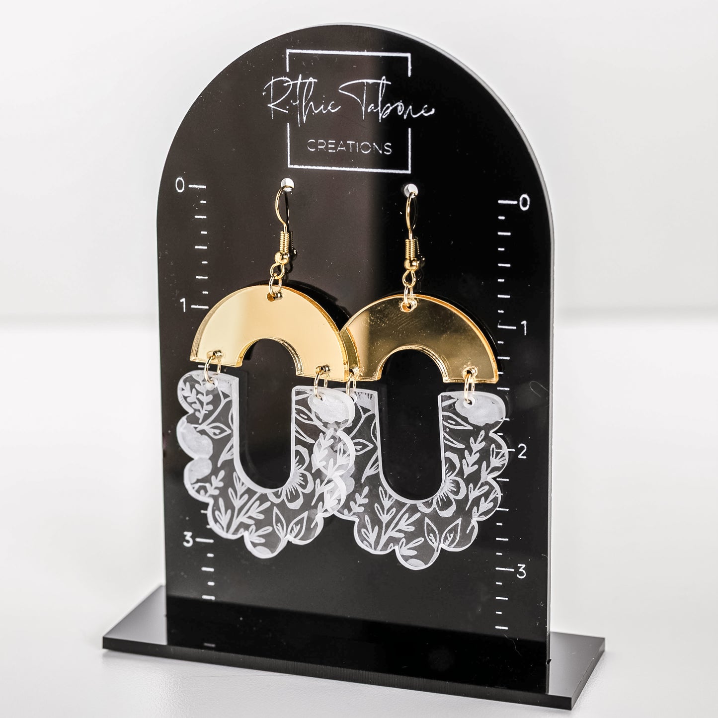 Scalloped Floral & Gold Earrings
